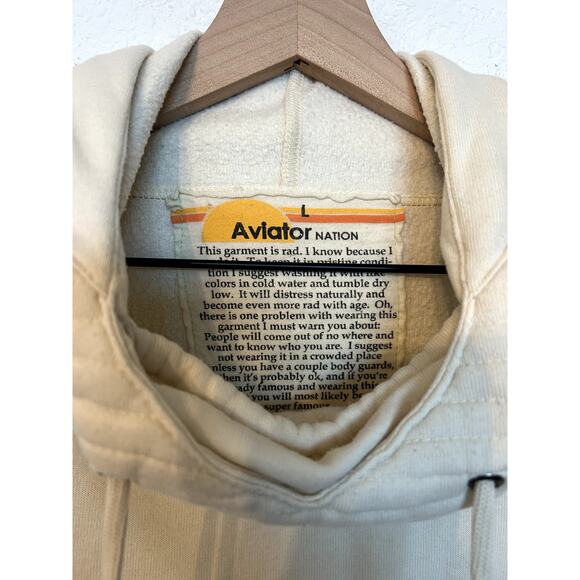 Aviator Nation NINJA PULLOVER HOODIE in VINTAGE WHITE - Picture 3 of 5